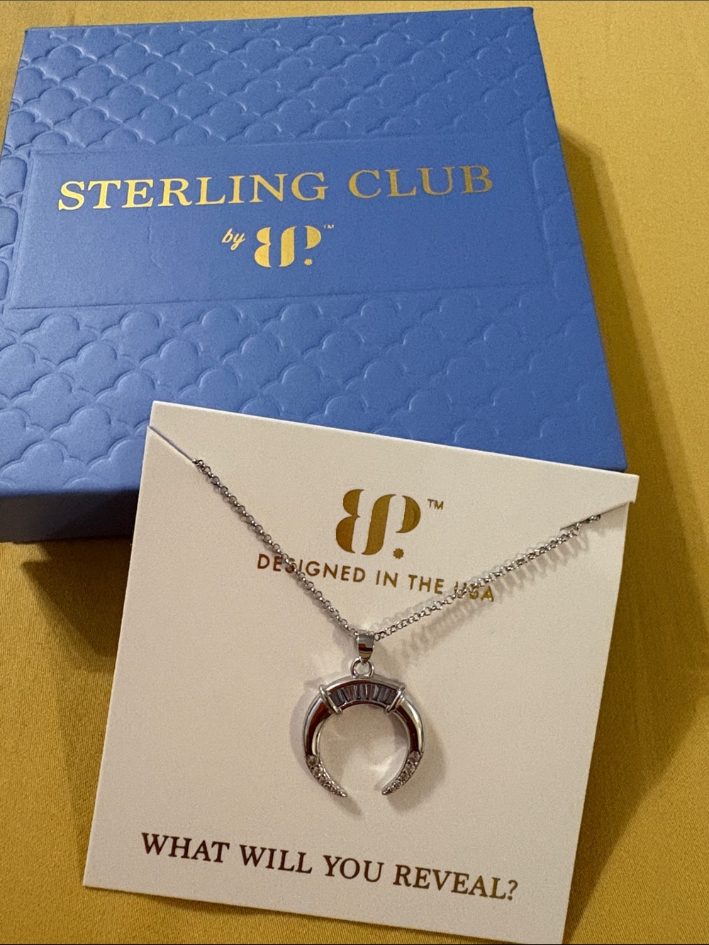 Sterling Club Silver Crescent Pendant Necklace